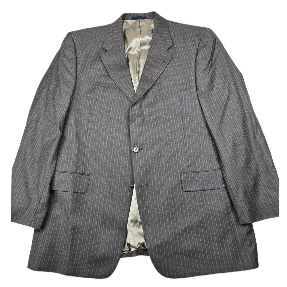 Cremieux Loro Piana Pinstripe Blazer Mens 44R‎ 44 Grey Brown Wool Sport Coat